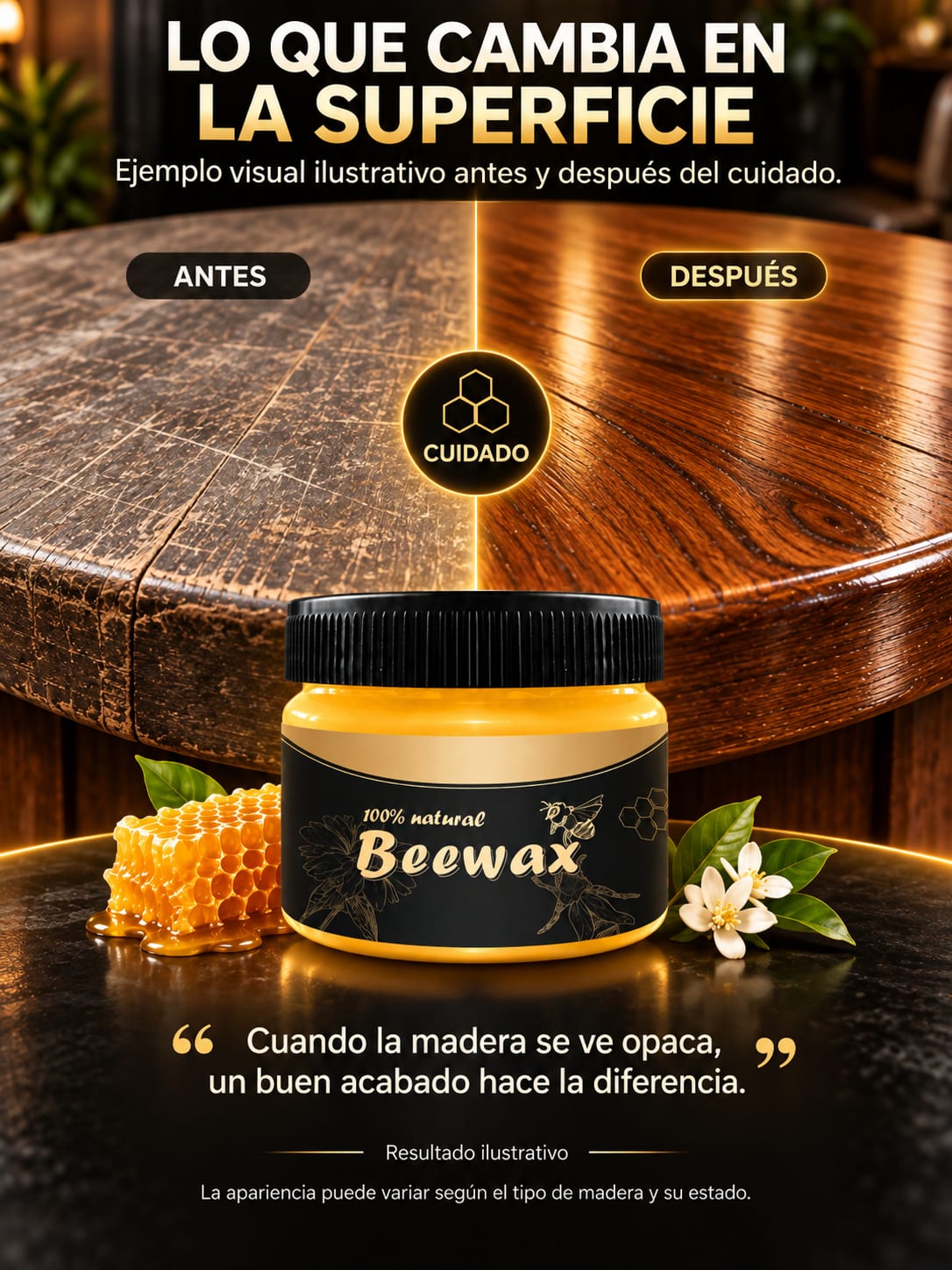 Beewax Cera para el Cuidado de Muebles transformacion