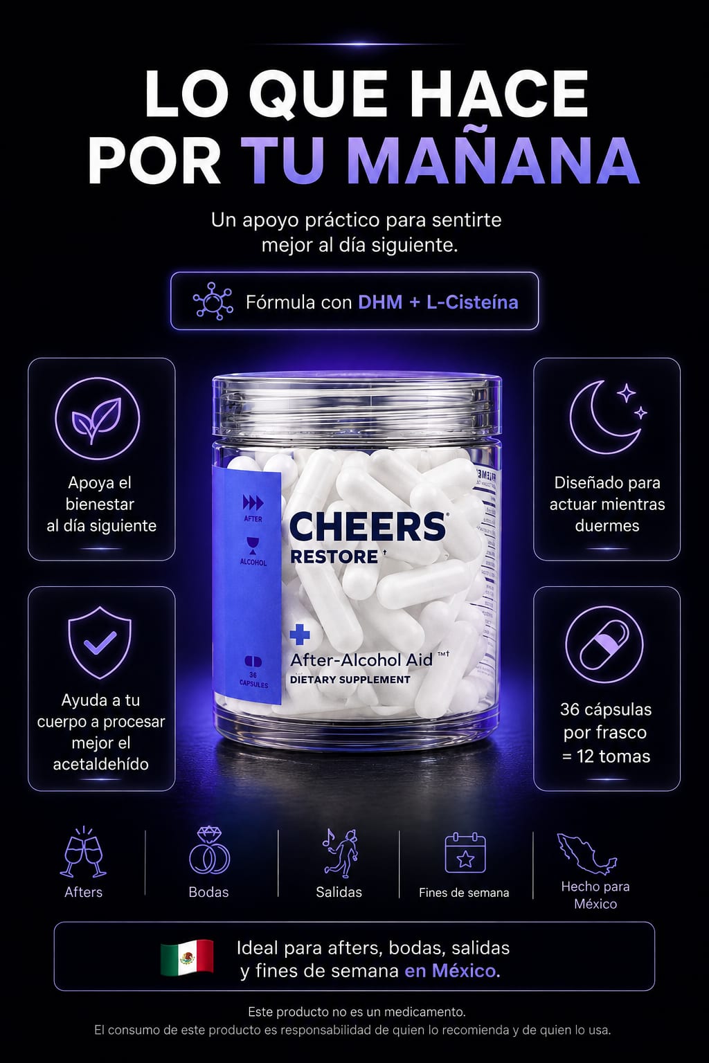 Cheers Restore After-Alcohol Aid beneficios