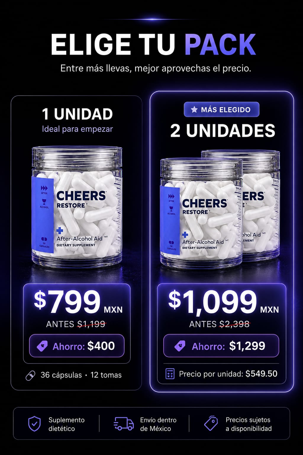 Cheers Restore After-Alcohol Aid pack