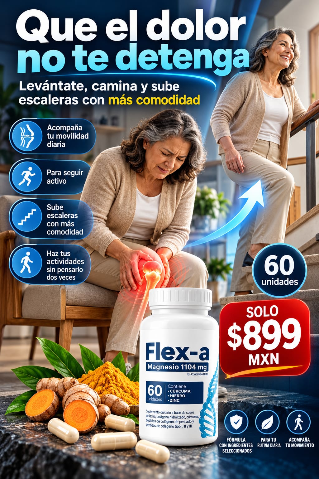 Flex-a Suplemento para Articulaciones 60 Unidades atencion