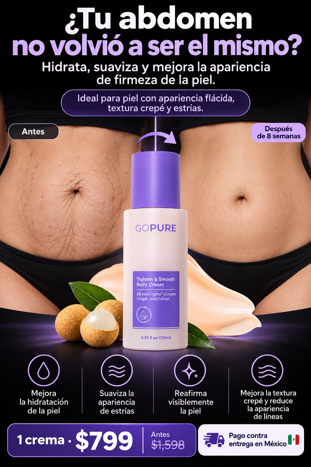 Crema Firmeza Abdomen GoPure atencion