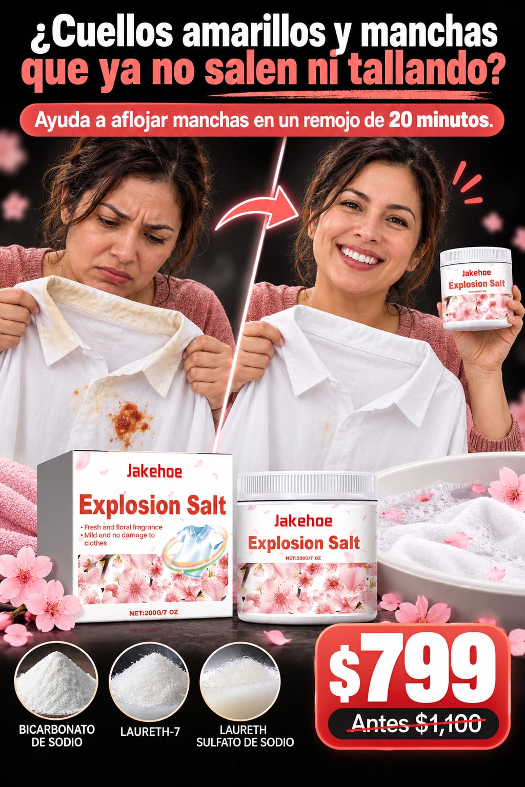 Sal Explosiva Quitamanchas para Ropa atencion