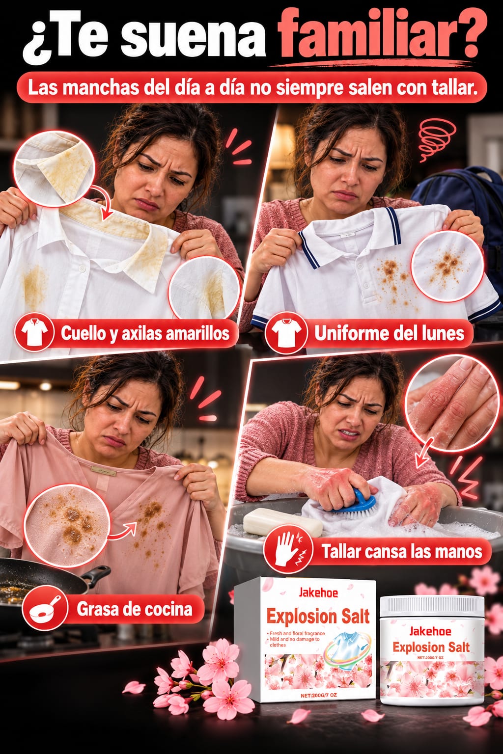 Sal Explosiva Quitamanchas para Ropa dolor