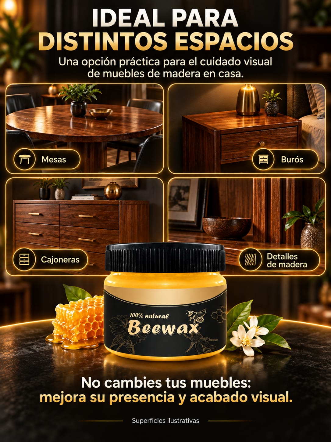 Beewax Cera para el Cuidado de Muebles espacios
