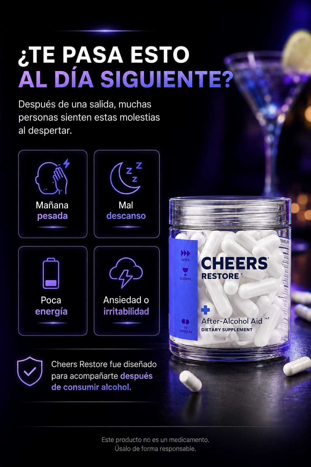 Cheers Restore After-Alcohol Aid dolor