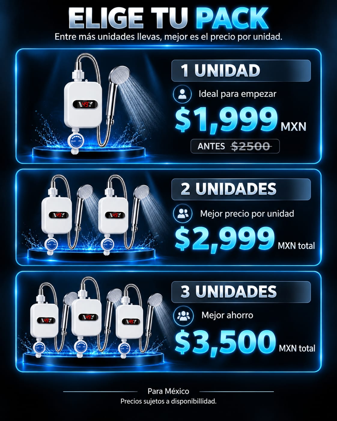 Ducha Electrica Digital 3500W pack