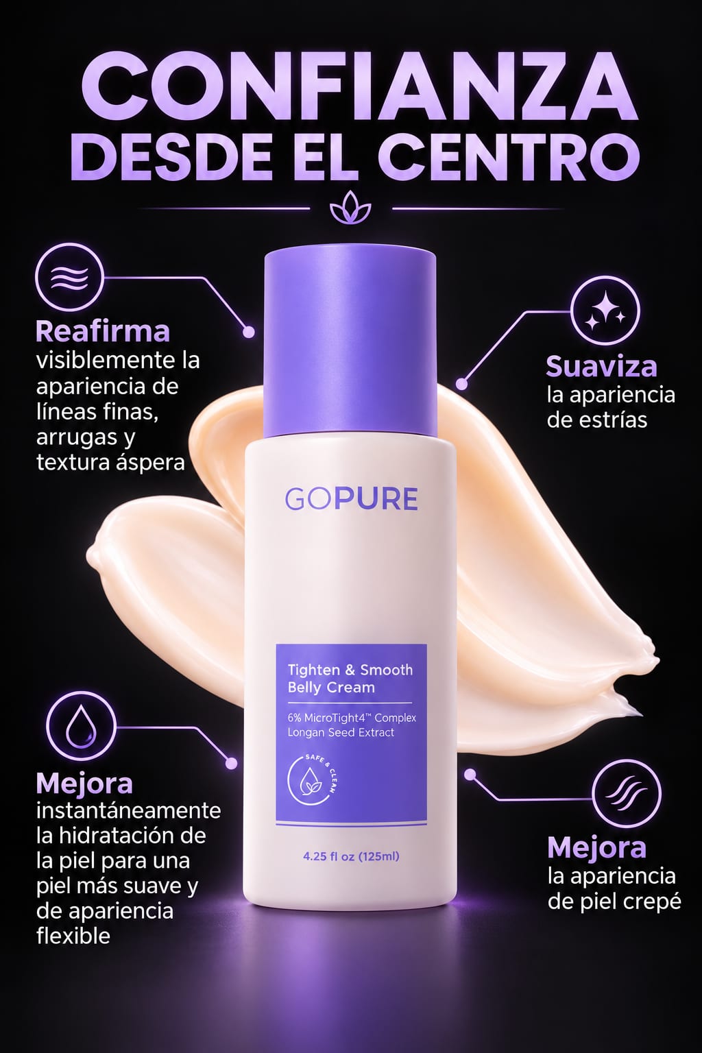 Crema Firmeza Abdomen GoPure beneficios