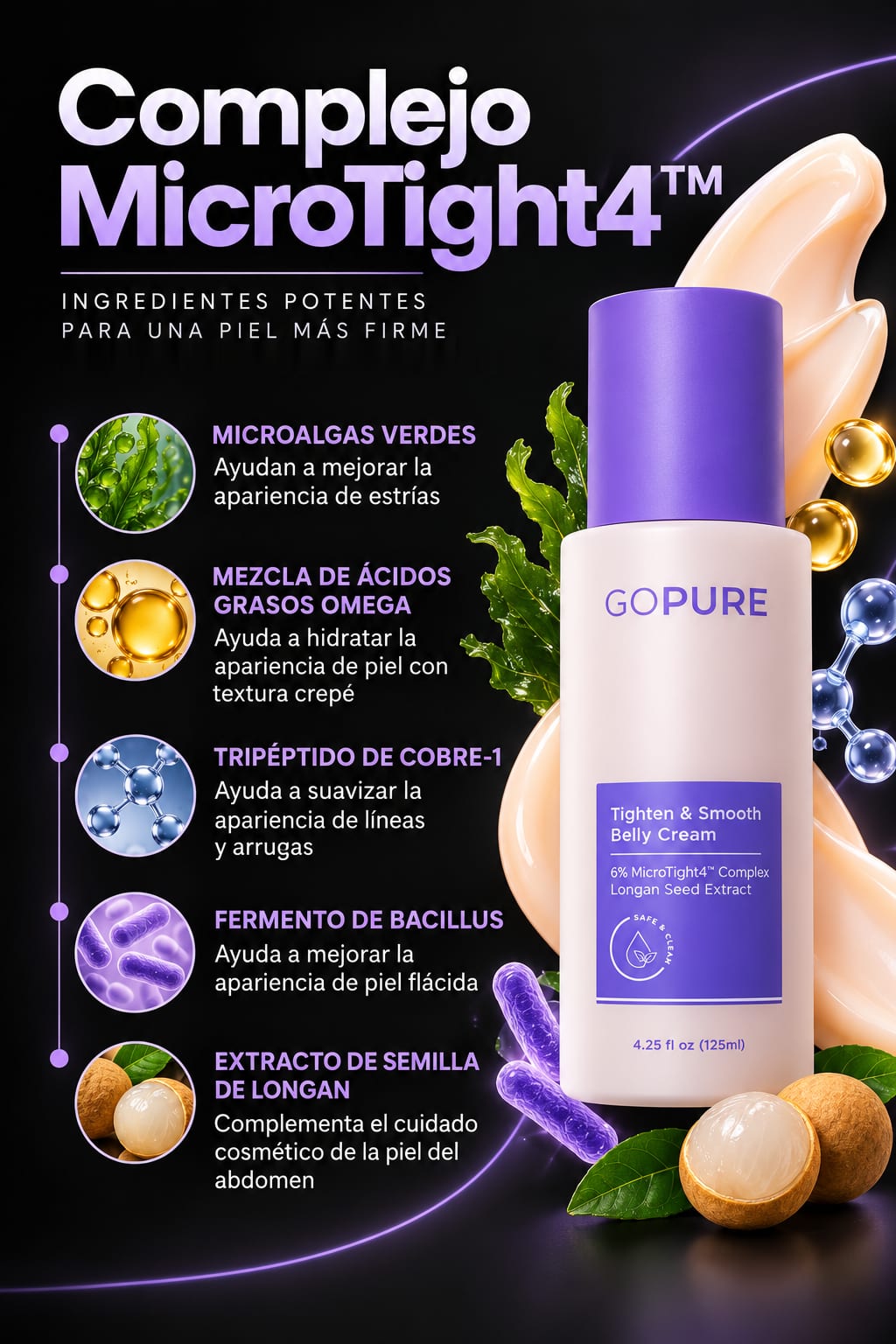 Crema Firmeza Abdomen GoPure mecanismo