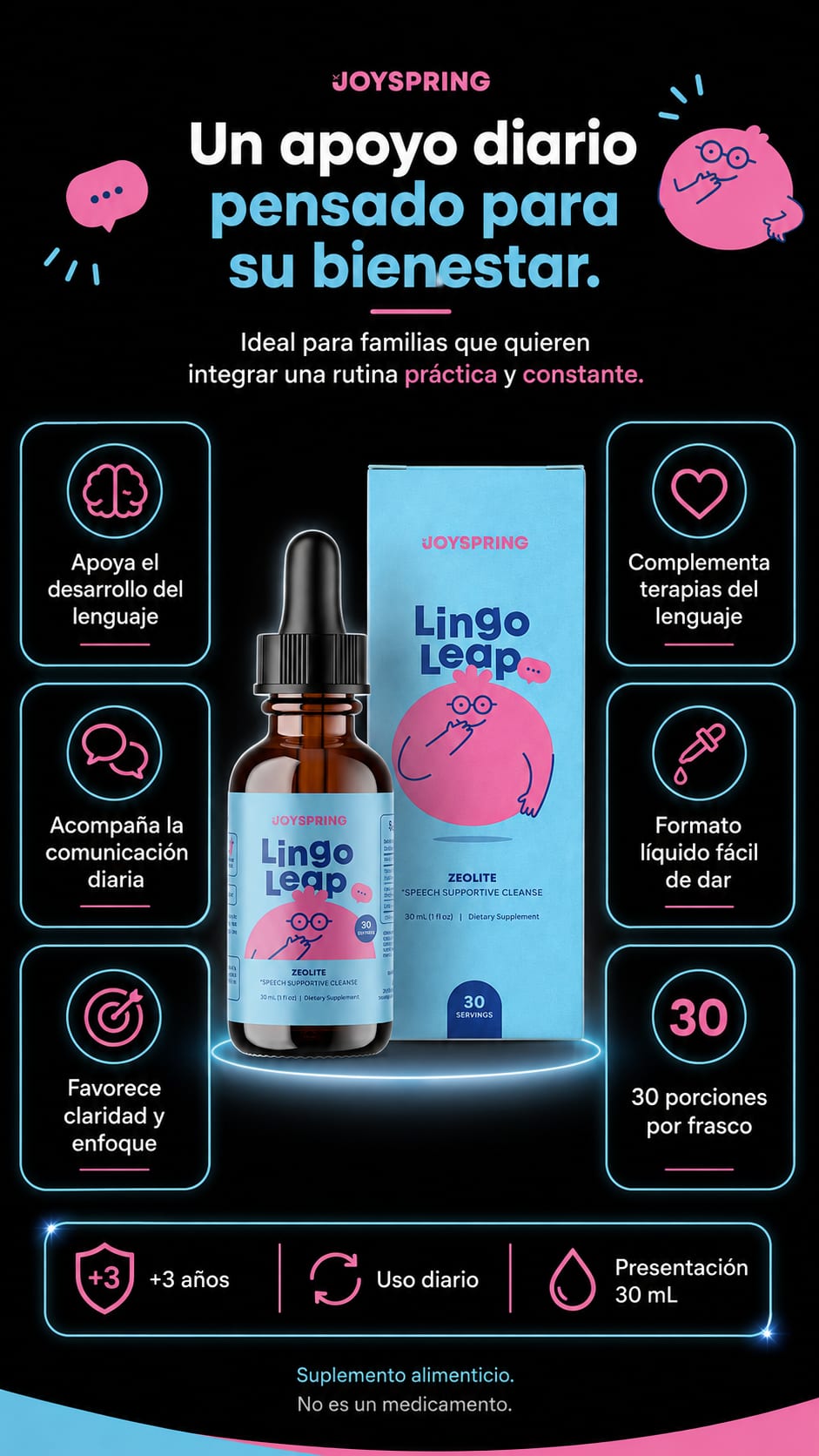 Lingo Leap Joyspring Zeolita 30 mL beneficios