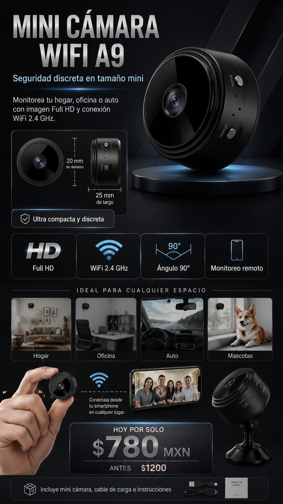 Mini Cámara WiFi A9 hero
