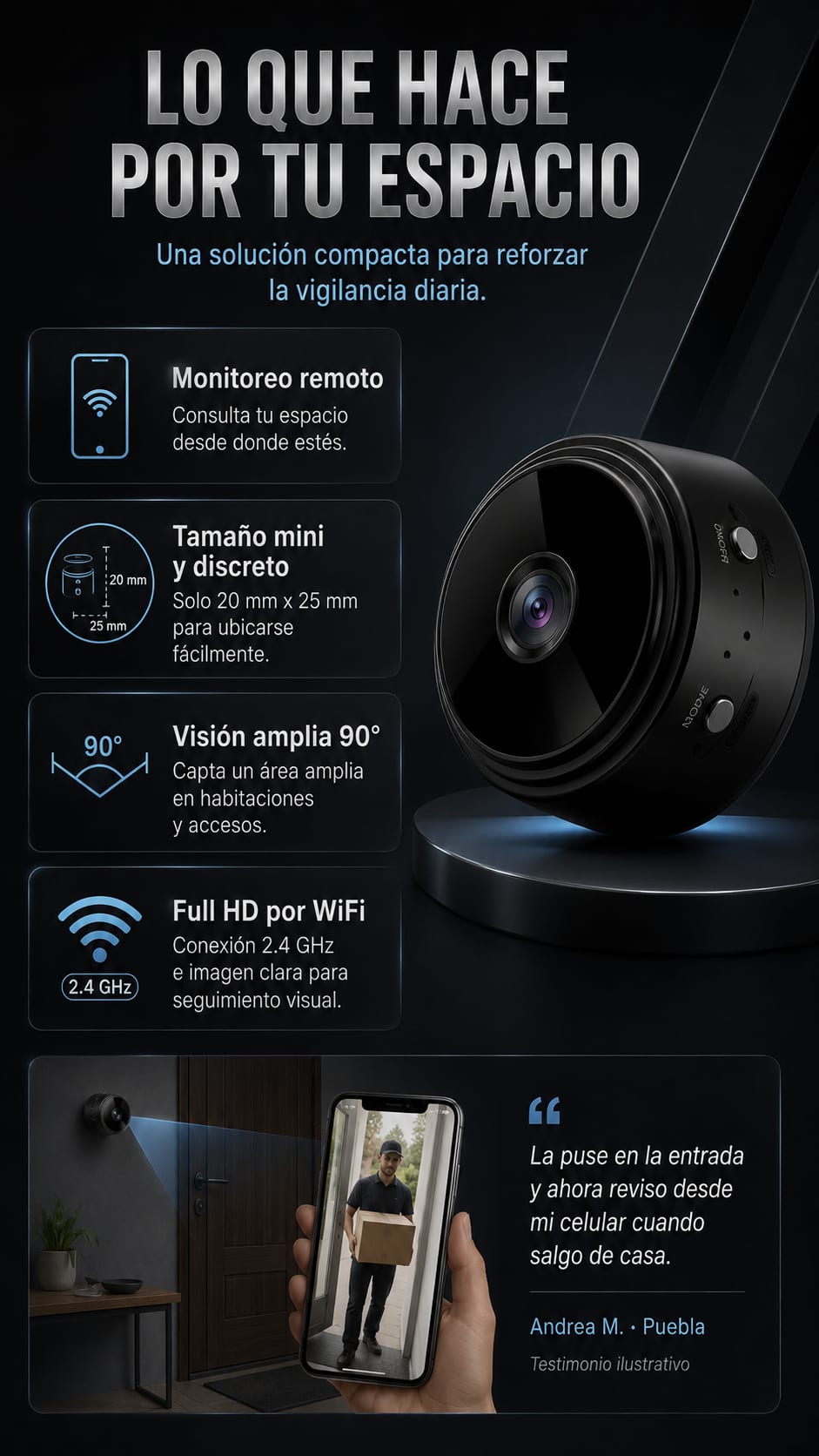 Mini Cámara WiFi A9 beneficios