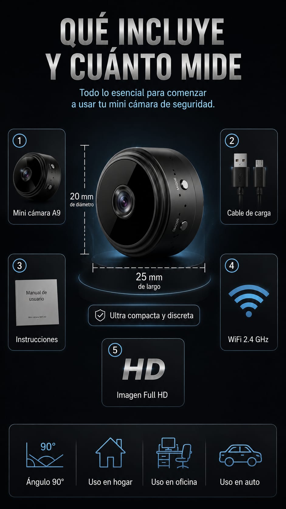 Mini Cámara WiFi A9 ficha