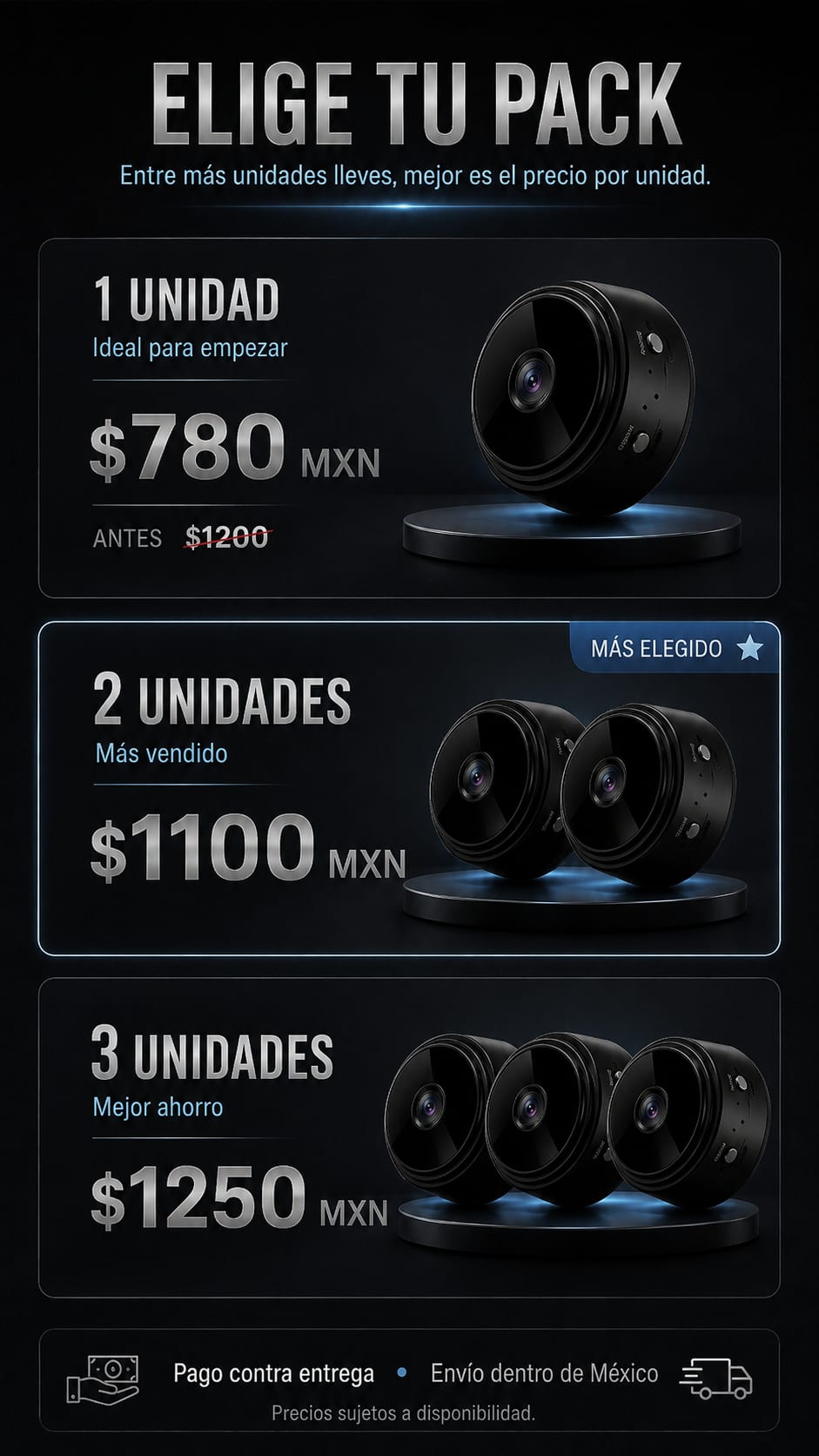 Mini Cámara WiFi A9 pack
