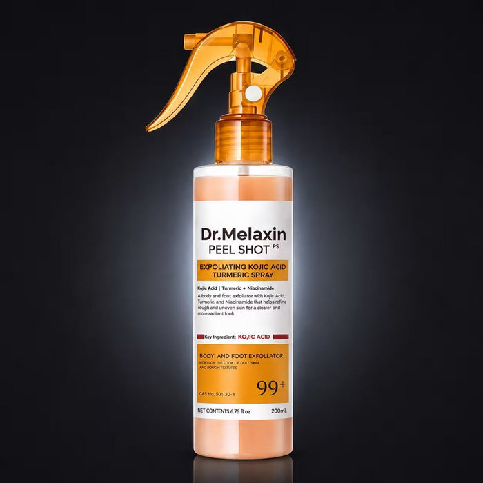 Spray Dr.Melaxin Peel Shot exfoliante corporal de acido kojico y curcuma, 200 ml