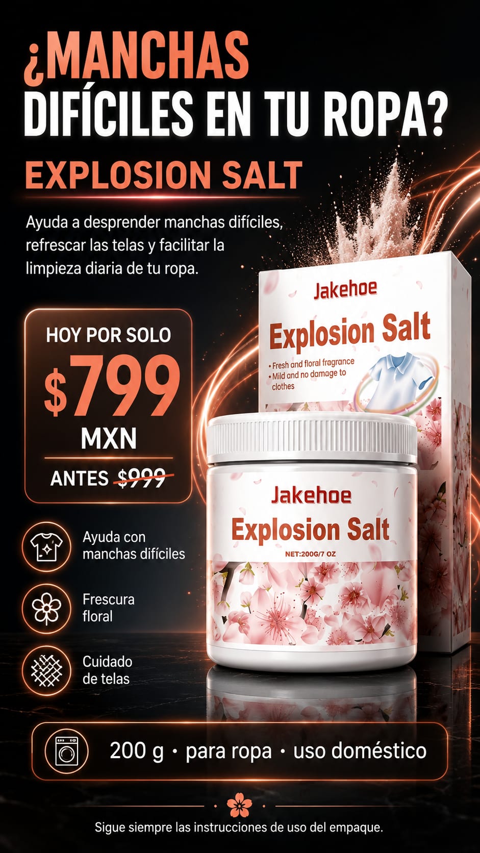 Explosion Salt Quitamanchas para Ropa hero
