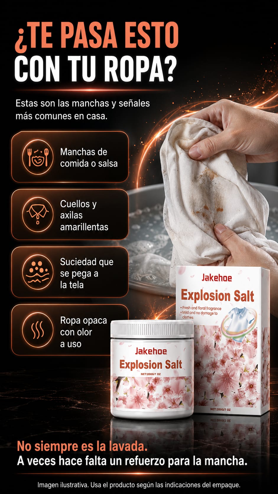 Explosion Salt Quitamanchas para Ropa dolor