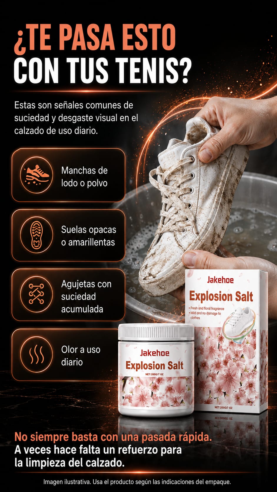 Explosion Salt Limpiador de Tenis Blancos dolor