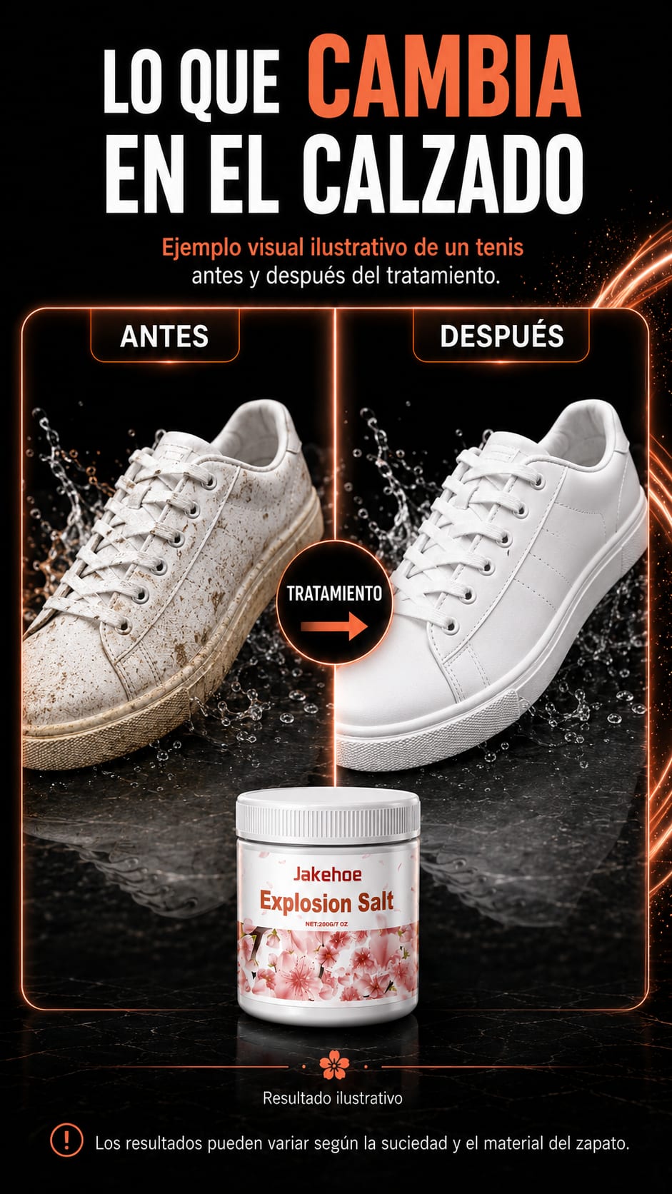Explosion Salt Limpiador de Tenis Blancos transformacion