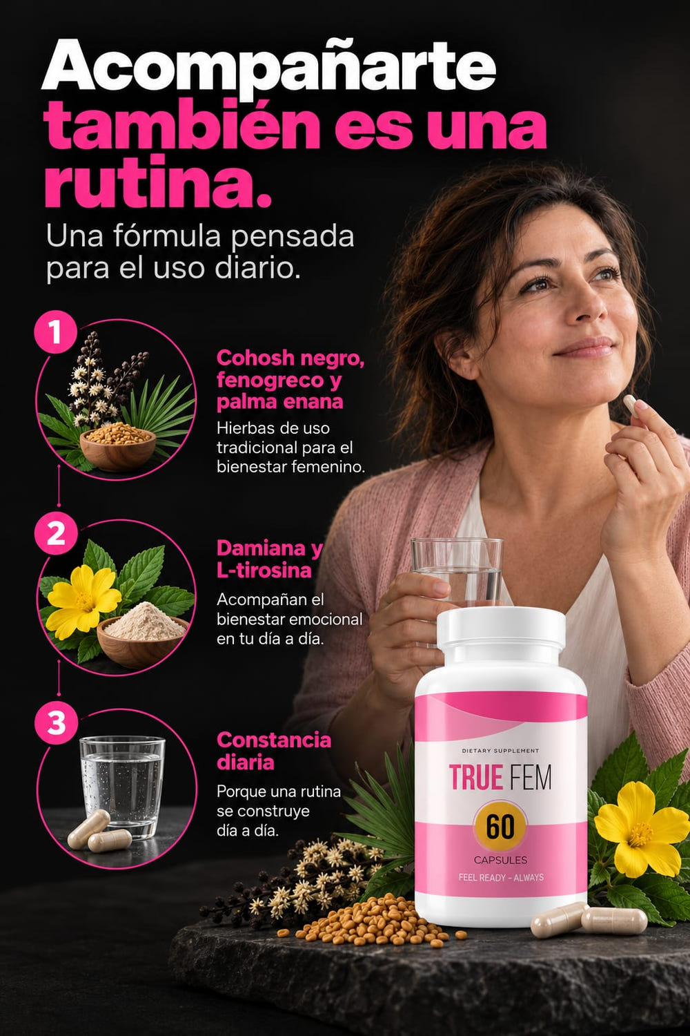 True Fem Balance Mujer 60 Cápsulas mecanismo