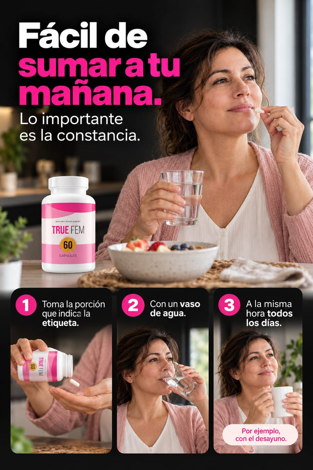 True Fem Balance Mujer 60 Cápsulas en uso