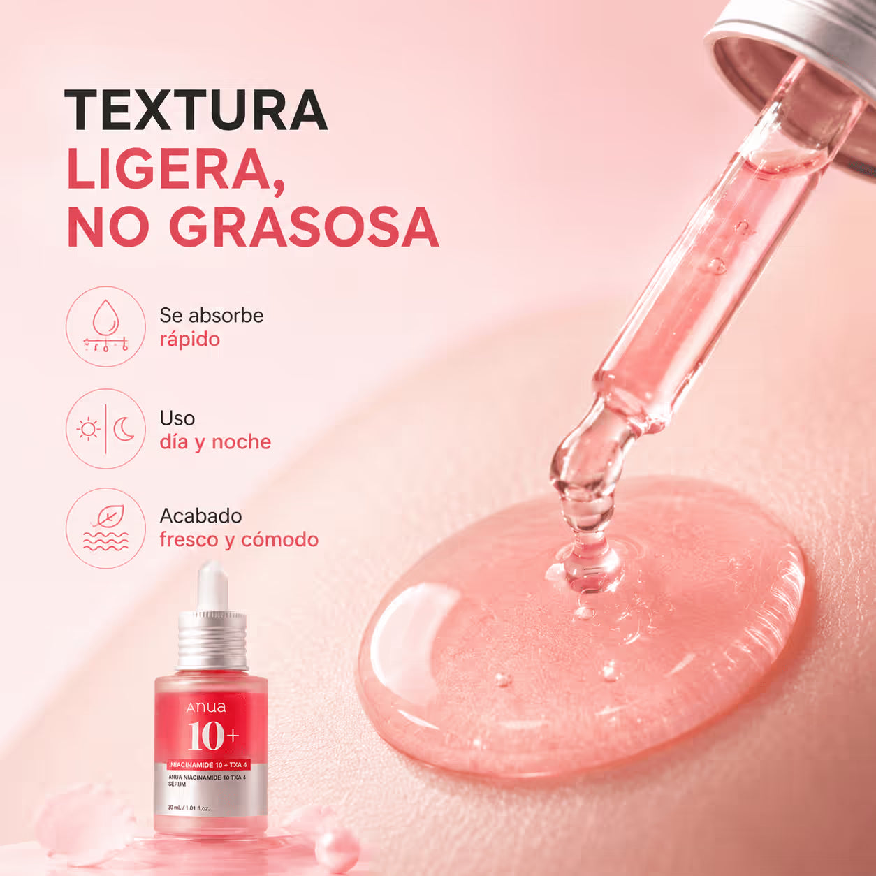 Textura ligera del serum Anua